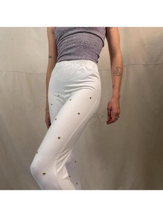 Pants - Vintage Gepetto White Studded Stirrup Leggings – Size S/M